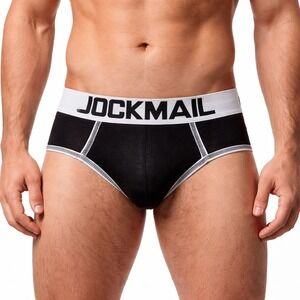 Jockmail XXL (34-36) Mens Enhancing Briefs Black White Modal JM340 New